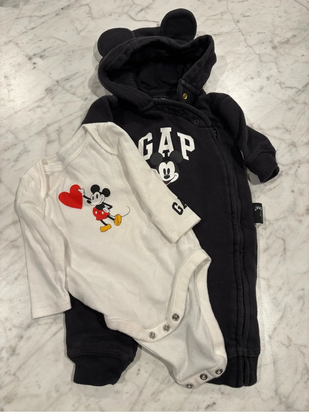 GAP Baby Mickey Mouse One-Piece Set in Black and White